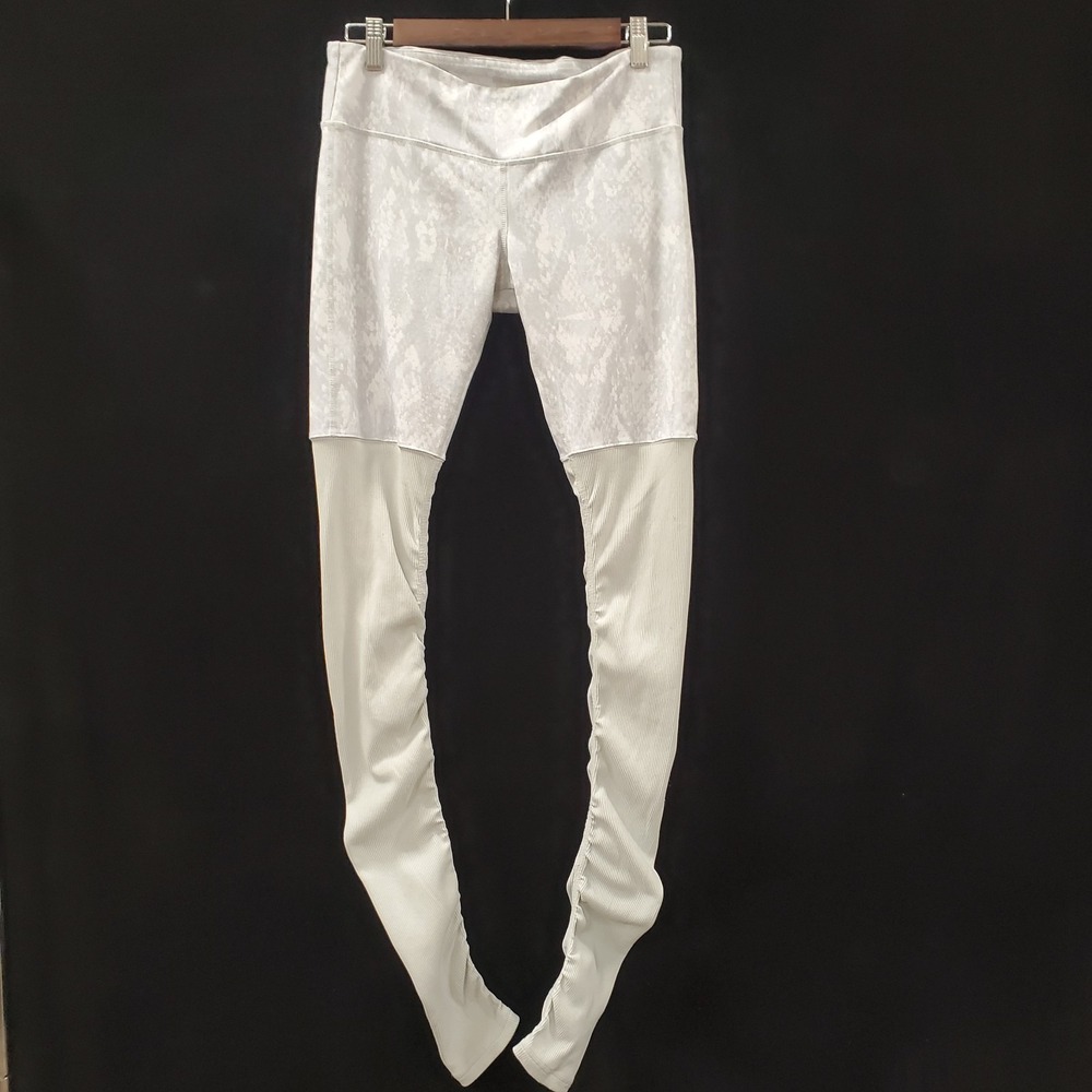 Alo Womens Low Rise Snake Print Legging Size M Ruched Ribbed Balletcore Gym